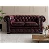 Vente-unique-Divano Chesterfield a 2 posti 100% pelle di bufalo Cherry - BRENTON