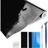 Rairsky 300 x 30cm Pellicola Adesiva Nera per Auto,Impermeabile Senza Bolle Pellicola Wrapping lucido,Autoadesiva Pellicole per Auto Carrozzeria Esterna,Wrap Protettiva in Vinile,per Decorativa,Moto,Bici