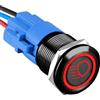 ETOPARS Nero Guscio 19mm Interruttore a Pulsante 12V 5A Interruttore a Levetta per Auto Impermeabile Metallo Interruttore a Bilanciere con Filo Rosso Luce Anabbagliante