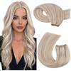 Moresoo Extension Capelli Veri Tessitura Matassa Capelli Veri Tessitura Biondo Cenere con Biondo Candeggino 50 cm 100g #P18/613