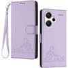 GOGME Cover per Xiaomi Redmi Note 13 Pro+ Plus 5G - Gatto Carino in Rilievo in Pelle Portafoglio Custodia con/Slot per Carte/Blocco RFID/Funzione Stand, Viola