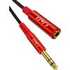 J&D Cavo di Estensione 6.35 mm, Stereo Maschio a Femmina, Connettori Placcati Oro, PVC Durevole e Rame, Estensore Audio Professionale per Cuffie, Chitarre, Home Theater, Rosso, 0.9 m