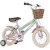 magikbike Bicicletta 12 per bambini con cestino in vimini, verde menta e rosa