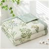 FANSU Copriletto Trapuntato Matrimoniale Singolo Elegante Coperta Trapunta Autunno Stampa Floreale Nordica 100% Cotone Antipolveri Copri Letto per Camera da Letto (Piante verdi,200x230cm)