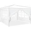 Relaxdays Tende per Gazebo Laterali, Set da 4, Telo Impermeabile in PVC, Pareti 3x2 m, 3 con Finestre, Parasole, Bianco