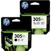 HP 2 CARTUCCE HP 305XL 1 BK + 1 TRICOLOR ORIGINALI 3YM62AE + 3YM63AE