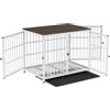 Bingopaw Gabbia per Cani Taglia Grande: Kennel in Legno Metallo, Casetta Tavolino con 3 Ante e Vassoio Estraibile - 91x63x74cm per Cani di Taglia Media, Bianco