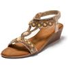 JOMIX Sandali Estivi da Donna Eleganti Scarpe da Spiaggia Open Toe Bohémien Comode e Semplici SD9353-10 (Oro,36)