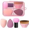 SruidyLady Set di 4 pennelli da trucco Kabuki, fard e correttore (4-1-55-Pink)