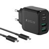 Gcstnn 40W USB C Caricatore con 2M Cavo, Gcstnn 4 Porto Rapido Multipla 2USB C& 2USB A Caricabatterie, Spina per iPhone 15 Pro Max/14/13/12/11 Plus, iPad Pro Air, Samsung S24 Ultra Carica Alimentatore Presa