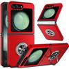 LeYi Cover per Samsung Z Flip5 con Anello Supporto, Custodia Antiurto TPU Silicone Bumper Case Silicone Custodie per Galaxy Z Flip5 5G, Rosso