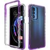 ESTH® Trasparente Cover per Motorola Edge 20 Pro Custodia in silicone a Antiurto 360°, Caso Protettivo Antineve e Antipolvere Senza Protezione per lo Schermo Integrata, Viola