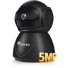 Ctronics 5MP PTZ Telecamera Wifi Interno Videocamera Interno con Pan 355°/Tilt 90° Rilevamento Umano/Movimento Auto Tracking Visione Notturna IR Audio Bidirezionale per Bambino/Animale Nero