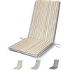 Tomaino - Cuscino Per Sedia a Sdraio Da Esterno, Schienale Alto 120x50x6 h cm - Sfoderabile, Lavabile in Lavatrice, Con Elastici e Lacci - Cotone (1, Bianco e Tortora)
