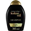OGX Shampoo Hydrate & Defrizz + Kukui Oil, Shampoo capelli crespi con Olio di Kukui, Shampo ristrutturante capelli ricci e mossi efficace contro umidità ed effetto crespo, 385 ml