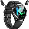 FLGFZY 1.39'' Watch Buds,Smartwatch E Auricolari 2 in 1,Cuffie Wireless Stereo,Contapassi,Android iOS Compatibile Fitness Watch Sportive,Fitness Tracker da Impermeabile IP67(Black)