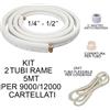 Orieme KIT Tubi Rame 5 Mt - Raccordi Per Climatizzatori 9000/12000 BTU - SKU ORI-1001 - Alta Efficienza