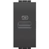 BTicino Caricatore USB Bticino Livinglight 1 Modulo Tipo A Antracite - L4191A