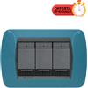 BTicino Placca 3 Posti Blu Metro Serie LivingInternational - BTicino L4803BU, Design Elegante e Facile Installazione