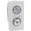BTicino Presa TV-SAT Bticino MatixGO 1 Modulo Bianco JW4214D - Attenuazione -14dB, Connettore Maschio, Diametro 9,5mm