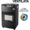 Zenith Stufa Nera GAS 3 Mattoni Ventilata GPL 4200W - Riscaldamento Efficiente Fino a 60mÂ³, Sicurezza Completa, Regolatore e Tubo Inclusi