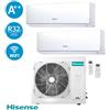 Hisense Climatizzatore Hisense Dual Inverter 9+18 6,2kW Serie New Comfort 9000+18000 Btu 3AMW62U4RFA Gas R32 A++ Wi Fi Integrato
