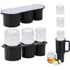 Flearitzo Stampo per Ghiaccio in Silicone per Stanley Cup Vassoio per Cubetti di Ghiaccio con Coperchio per Bicchieri da 20-40oz,3 Cilindri Cavi,per caffè,Whisky,Cocktail e Succo(Nero)