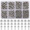 DICOSMETIC 880 perline rotonde in acciaio inox, con foro da 1/1,5/2/2,4 mm, perline distanziali sfuse rotonde con superficie liscia, piccole perline in metallo per braccialetti fai da te e creazione