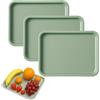 Zephyra Set di 3 Vassoi da Portata in Plastica Rettangolari Antiscivolo - Vassoio Piccolo per Colazione, Cucina, Caffè, Hotel, Riutilizzabile, 24,8 x 17,8 cm -Verde