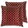 Art Fan-Design Set di 2 federe per cuscino con design a ventaglio chic color oro glitterato quatrefoil girly rosso bordeaux quadrato per divano o camera da letto federe decorative