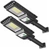 LEKIA Lampione Solare LED Esterno Potente, 2 Pezzi Lampada Solare per Esterni con Sensore di Movimento, 156 LED 2000 Lumen Impermeabile Proiettore a Luce Solari per Cortile Recinzione, Giardino