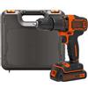 Black & Decker Trapano avvitatore a percussione Batteria al litio 18 V Senza Fili Cordless Giri/min 0-360/0-1400 + Valigetta - BDCHD18K