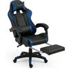 BAKAJI Sedia da Gaming Ecopelle Nero e Blu Reclinabile da Scrivania Ufficio Cameretta