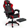 BAKAJI Sedia da Gaming Ecopelle Nero e Rosso Reclinabile da Scrivania Ufficio Cameretta