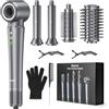 Bopcal Phon Capelli Professionale 5 in 1 - Air Styler 160000RPM Spazzola Asciugacapelli, Arricciacapelli Automatico, Spazzola Aria Calda con 500 Milioni Ionico per Crespo, Volumizzant, Liscio, Regali