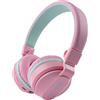 TELLUR Buddy Cuffie Bluetooth all'Orecchio, BT v5.3, Fino a 25 ore, Cuffie con Microfono USB C, Pulsante per Sensibilità Massima 85 dB per Bambini, Design Morbido e Leggero, Pieghevole (Rosa)