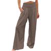 Generico Pantaloni di Lino Estivi Donna,Pantaloni Donna Estivi Leggeri Comodi Vita Alta con Tasche di Svago da con Fascia Elastica Pantalone Pantalone Lunghi Comodi