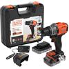 BLACK+DECKER Trapano avvitatore a batteria da 18 V, coppia massima di 45 Nm, 2 batterie da 2,0 Ah, caricatore da 1 A e kitbox, BCD382D2XK-QW