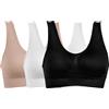 Mediawave Store Pack 3 Reggiseno Top Sportivo Senza Ferretto Spalla Larga Traspirante Elastico M/L