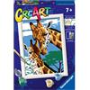 Ravensburger CreArt: Giraffe - Dipingere con i Numeri per Bambini 7+ Anni, Kit Pittura con Tavole, Cornice, Pennello e Colori Inclusi, 14 x 19 cm, Idee Regalo