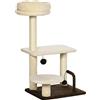 PawHut Albero Tiragraffi per Gatti con Palo in Sisal, Posatoio e Palline da Gioco, in Truciolato e Peluche, 44x38x74 cm, Beige