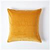 Homescapes Federa per cuscino in velluto, colore giallo senape, morbida federa decorativa, 40 x 40 cm, per cuscino decorativo e cuscino per divano con chiusura lampo nascosta, ocra