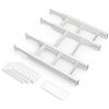 SpaceAid, Divisori per cassetti in bambù con inserti ed etichette, organizer regolabili per la casa, per cassetti di cucina o ufficio, 4 divisori con 9 inserti (43,2-55,9 cm, bianco)