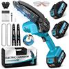 RINOXAR Mini Motosega a Batteria per Potatura con 8000mAh Batterie, 6 Pollici Motosega Elettrica con Pompetta Olio, Sega a Batteria per Potatura per il Taglio del Legno Giardini