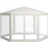 VivaGarden Gazebo Giardino 4x4 m Esagonale con Doppio Ingresso in Metallo e Poliestere colore Crema - 2CWAM351