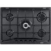 De Longhi Piano cottura 5 Fuochi a gas da incasso (1 Bruciatore Tripla Corona) Larghezza 70 cm colore Nero - YTF 57 ASV
