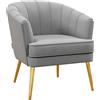 DecHome Poltrona Stile Nordico Scandinavo in Tessuto Velluto 71x72x75cm colore Grigio - 748-200GY