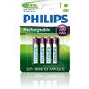 PHILIPS AUDIO R03B4A70/10 Rechargeables Batteria AAA, 700 mAh, Confezione da 4 Pezzi, verde/bianco