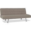 EVERGREENWEB MATERASSI & BEDS EVERGREENWEB - Divano Letto Clic Clac 3 Posti in Tessuto Imbottito colore Tortora, Design Moderno, Schienale Reclinabile e Trasformabile in Comodo Letto con Materasso in Foam, Gambe Cromate, BRIGITTE