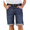 DENIMFY Jeans Pantaloncini corti da uomo elasticizzati con cintura, vestibilità normale, DFBo, pantaloni corti, estivi, denim, tinta unita, blu, nero, 31, 32, 33, 34, 36, 38, 40, 42, Denim blu scuro